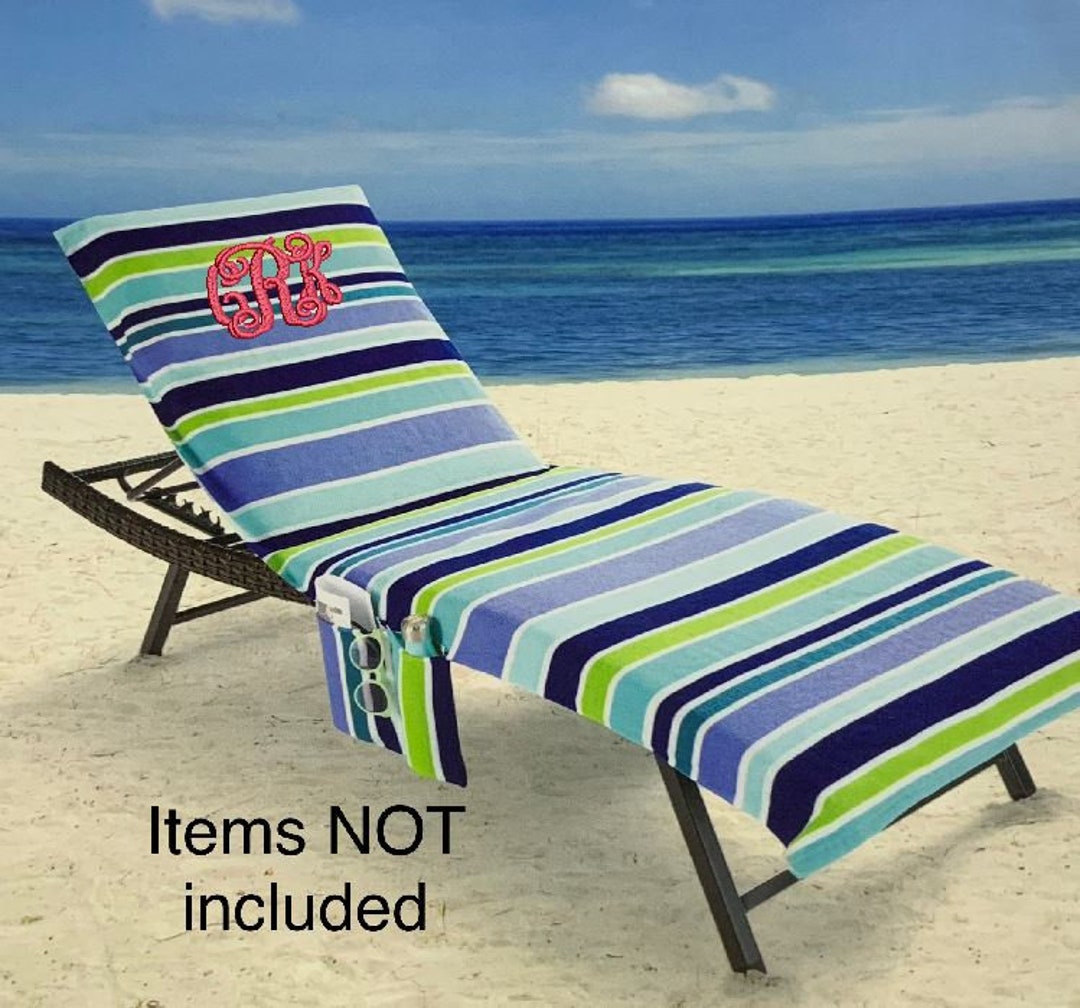 Beach Chair Cover Personalized Monogrammed Lounge Chair Towel Cover Etsy