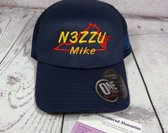 Custom text embroidered stretch fit hat    Ham Radio Callsign   Amateur Radio   GMRS callsign hat