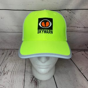 Embroidered Skywarn Storm Spotter High Vis Hat with Callsign On Back / Amateur Radio Field Day Embroidered Ham Hat