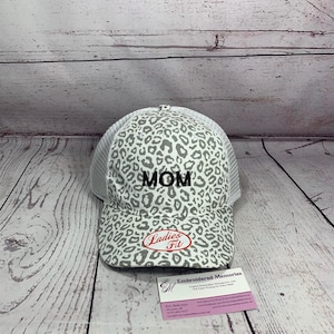 Ladies fit white leopard  cheetah   Animal print monogrammed hat embroidered hat  Custom Embroidery