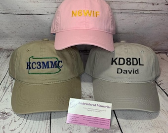 Ham Radio Callsign UNSTRUCTURED Hat   GMRS Callsign hat   Amateur Radio Hat   custom embroidery   ham radio gift
