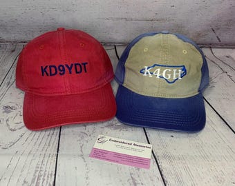 Ham Radio Callsign Hat   Embroidered   Amateur Radio Hats     Custom text Caps   Custom Embroidery