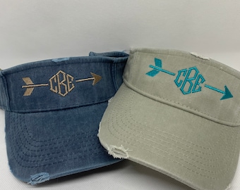 Monogrammed distressed visors   custom visors     mens visor  womens visor   embroidery