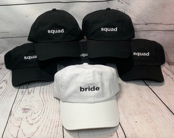 Bride Crew Hats  Squad Hats   Bride Tribe Set   wedding hat   Embroidered Hats  Bachelorette party hats    Bridal Party hats