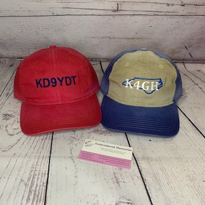Ham Radio Embroidered Callsign Hat    Amateur Radio Hats     Custom text Caps   Custom Embroidery