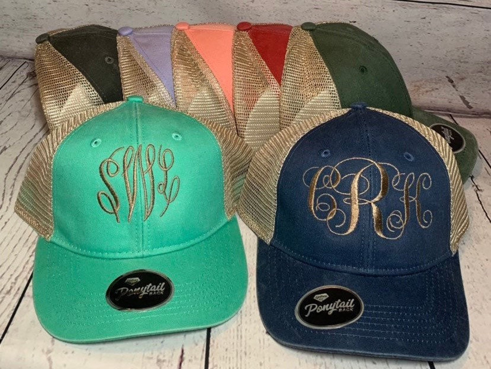 Monogrammed Ponytail Hat Custom Text Embroidered Hats - Etsy