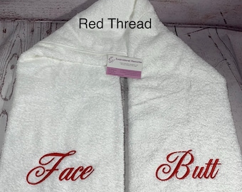 Face Butt embroidered Towel    College Gifts    Christmas Gift Ideas    Fathers Day   Gag Gift    Birthday Gifts