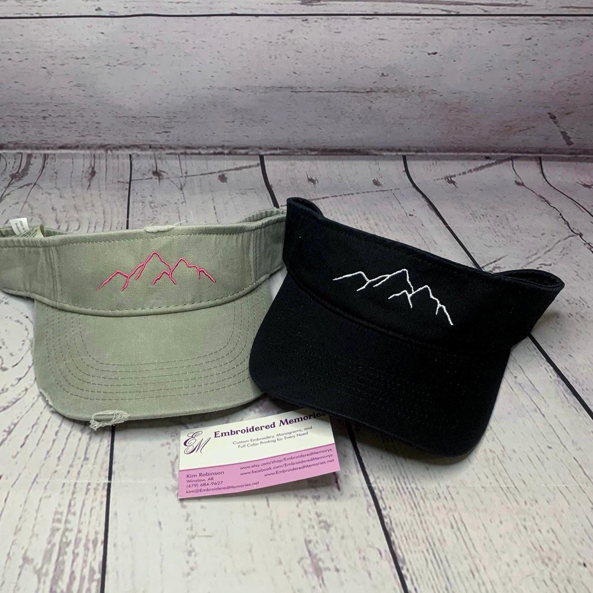 Embroidered Mountains Distressed Cotton Twill unisex sun Visor