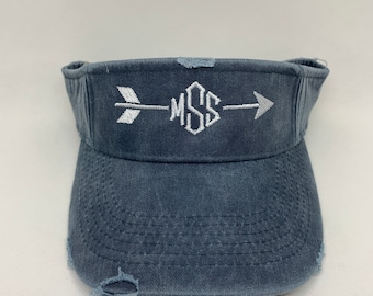 Monogrammed Arrow distressed visors   custom unisex visors
