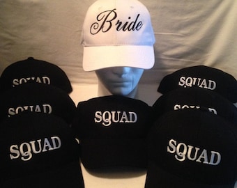 Bride Squad Hats   Bride Tribe Set   wedding hat   Embroidered Hats  Bachelorette party hats   Squad   Bridal Party hats