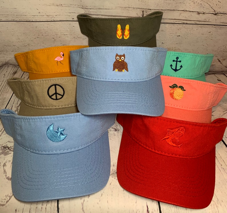 Youth VISOR with Embroidered Mini Design custom youth visor embroidery personalized gift idea anchors turtle peace flip flops