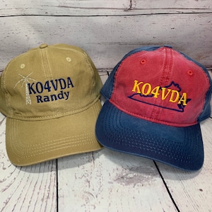 Ham Radio Embroidered Callsign Hat    Amateur Radio Hats   Custom Embroidery text Caps    Dad Hats
