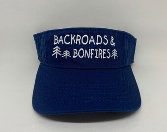 BACKROADS & BONFIRES Embroidered Visor    camping campfire visor