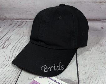 Bride bling Hat Unstructered Embroidered monogrammed  bachelorette party Hat   Custom Embroidery  Bridal gift