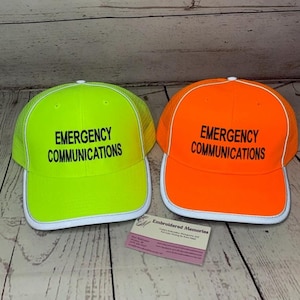Emergency COMMUNICATIONS or MANAGEMENT Hat  Ham Radio Callsign Hats  Emergency Communications hat   Amateur Radio Hats  High Visibility Hats