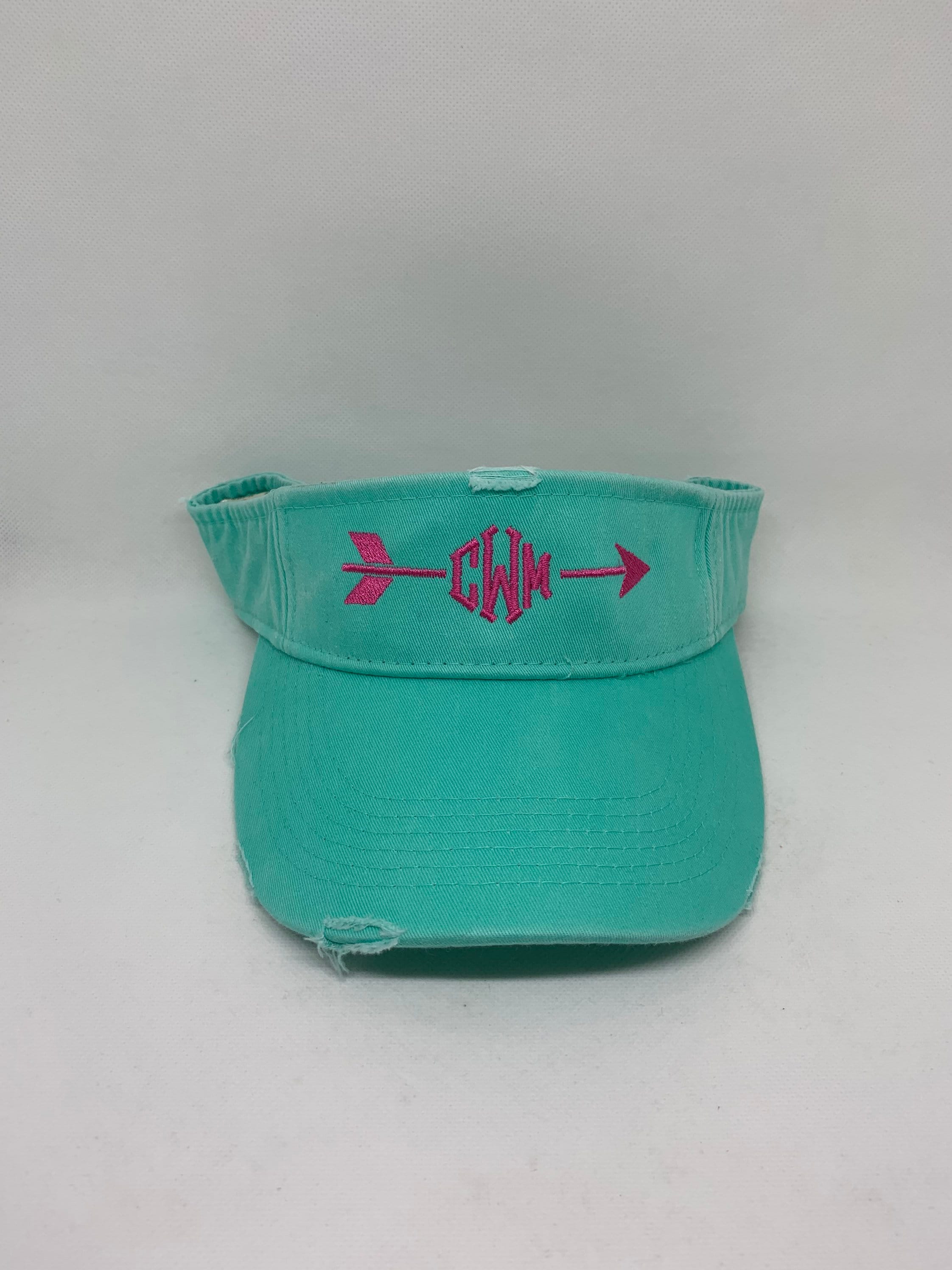 VISORS Embroidered Visor with Monogram and Arrow distressed Etsy