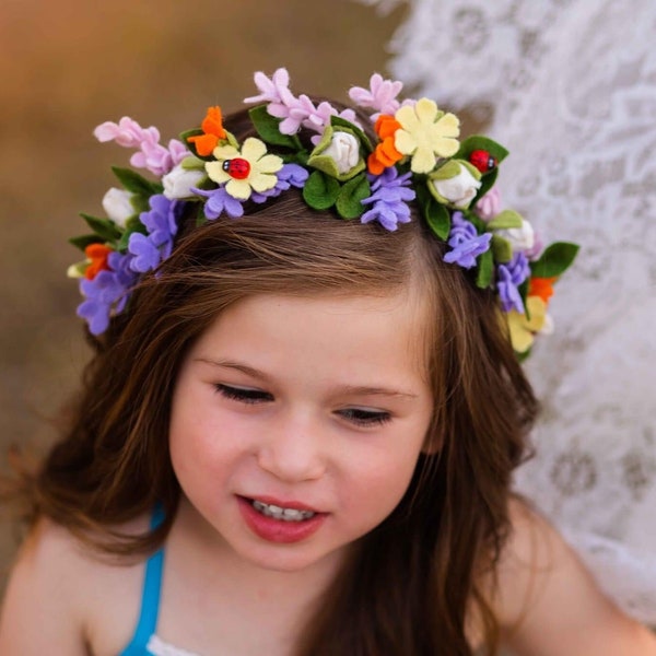 Wild Small Flowers  full size Halo-Fel Flower Halo -Felt Flower Crown- Felt Floral Crown-Baby|Child|Adult Felt Flower Crown.