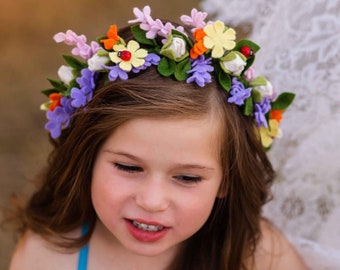 Wild Small Flowers  full size Halo-Fel Flower Halo -Felt Flower Crown- Felt Floral Crown-Baby|Child|Adult Felt Flower Crown.