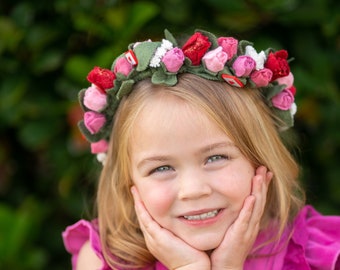 Rose Buds Felt Flower Crown, Felt Flower Halo, Felt Flower Crown, Valentines Florals , Felt Flower headband