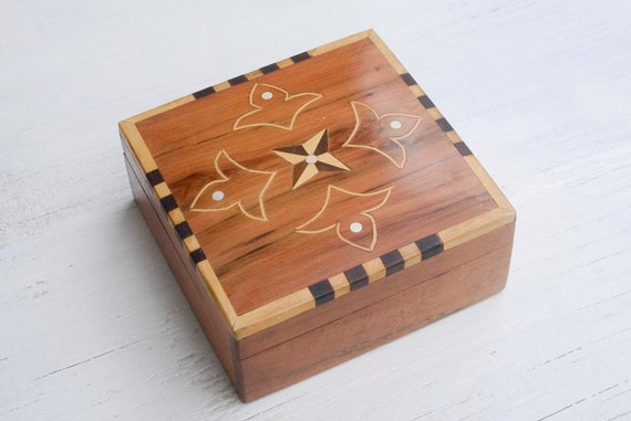 Wooden Inlaid Box Carved - image 1