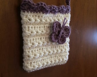 Crochet Girl summer handbag pattern with butterfly applique pdf file
