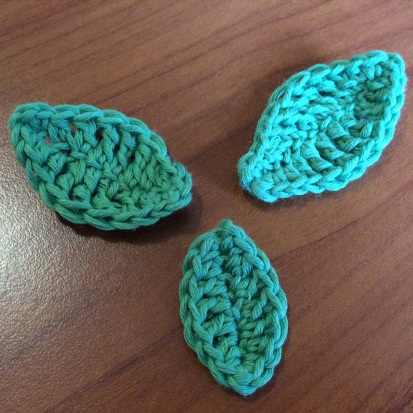 Crochet leaf pattern 3 different sizes rose leaf applique pdf