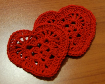 Crochet heart coaster pattern for Valentine's Day, Christmas, Wedding or other special occasion