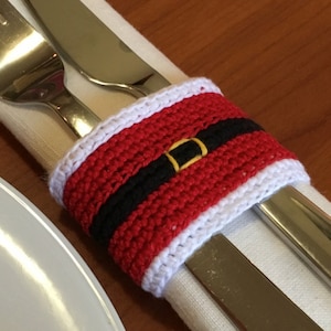 Christmas Santa Napkin Ring Crochet Pattern, DIY Holiday Table Decor (PDF Pattern)