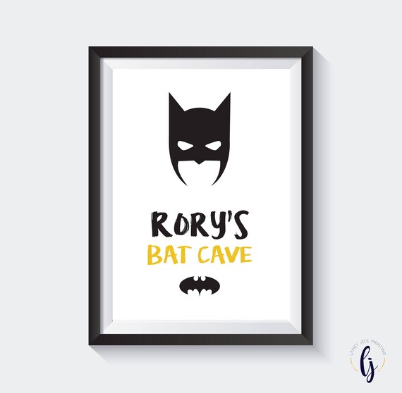 Boys Bedroom A4 Print Batman Bat Cave Personalised