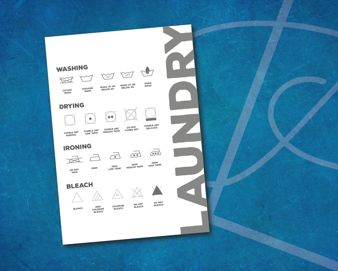 Laundry Guide Care Instructions A4 Print Laundry Etsy UK