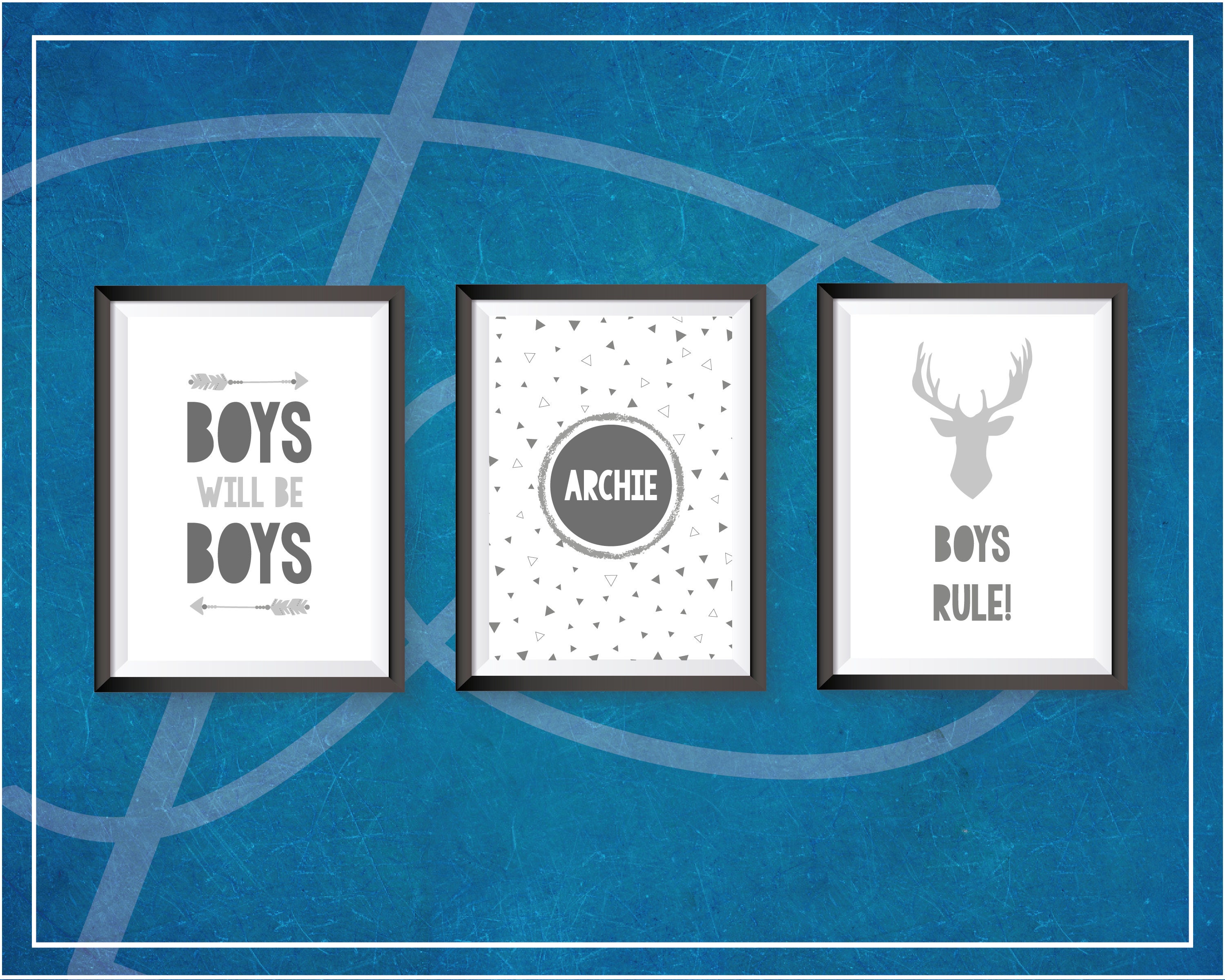 Boys Bedroom Decor GREY Set of 3 A4 Prints Personalised Etsy UK