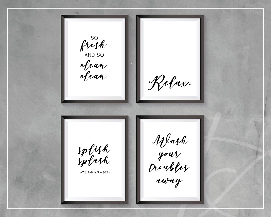 Bathroom Prints Home Decor Bathroom Decor Black Decor Black Type ...