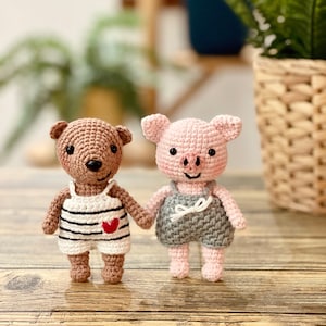Oscar Bear & Hans Pig | Little Friends chapter 1 : summer | PDF crochet pattern