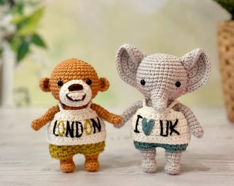 Louis Monkey & George Elephant | Little Friends chapter 5 : so British | PDF crochet pattern