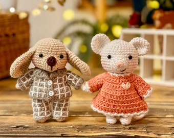 Perro Markus y Ratón Eda | Little Friends capítulo 4: la pijamada | Tutorial de crochet en PDF