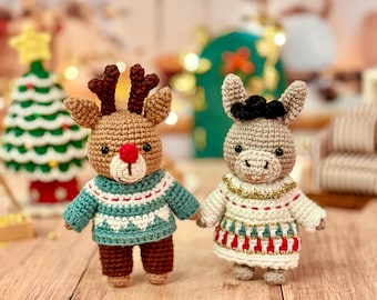 Klaus Reindeer & Clara Donkey | Little Friends chapter 6 : Merry Christmas | PDF crochet pattern