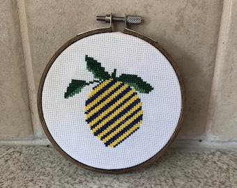 Striped Lemon Cross Stitch PDF Pattern Download