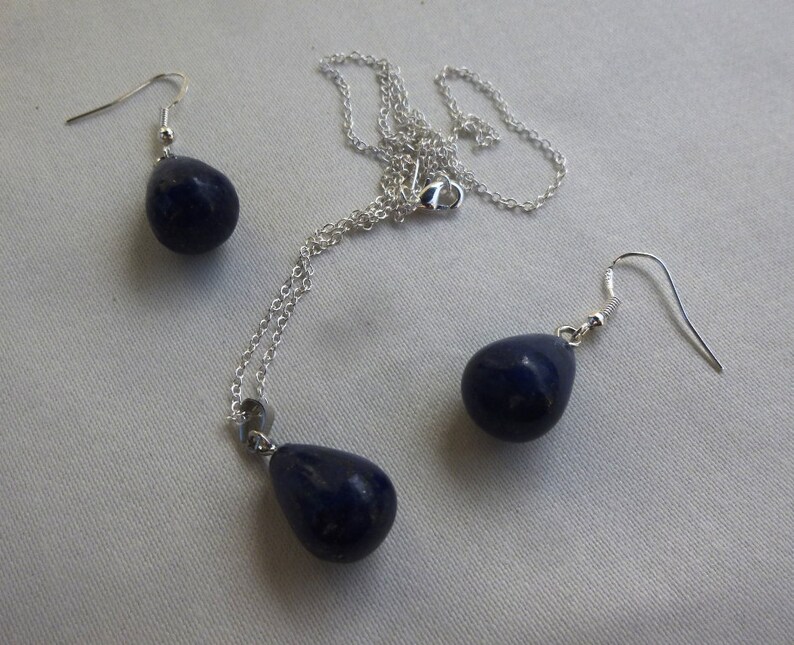 Lapis Lazuli Necklace /& Earrings Set December Present Healing Present Libra Present Silver Gift for Mum Gift for Friend