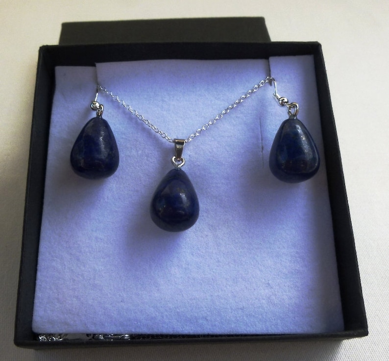 Lapis Lazuli Necklace /& Earrings Set December Present Healing Present Libra Present Silver Gift for Mum Gift for Friend