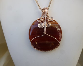 Unique Agate Necklace, Eco Necklace, Wire Wrapped Pendant Necklace, Gift for Her, Mothers Day Gift, Healing necklace