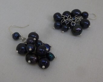Akoya Cultured Pearls 925 Sterling Silver Dangle Earrings ,Wedding Jewellery, Healing Soothing Earrings, Gift for Mum, Anniv Jewellery