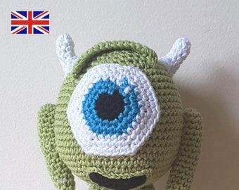 Grünes Einäugiges Monster - Nur Häkelanleitung - Amigurumi - Englische Terminologie