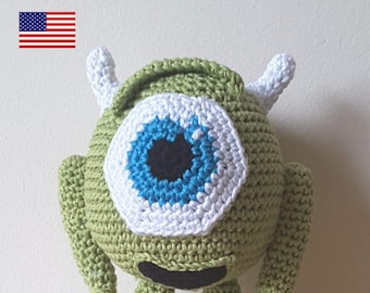 Grünes Einäugiges Monster - Nur Häkelanleitung - Amigurumi