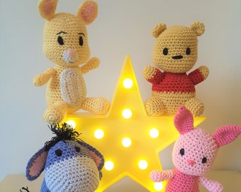 Collection - Bear, Tiger, Donkey, Rabbit & Piglet - Amigurumi -  5 Crochet Patterns Only - US Terms