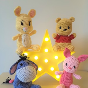 Collection - Bear, Tiger, Donkey, Rabbit & Piglet - Amigurumi -  5 Crochet Patterns Only - US Terms