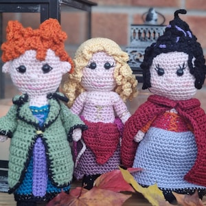 Three Witches - Winnie, Sarah and Mary - Amigurumi - Crochet Pattern Only - US Terminology