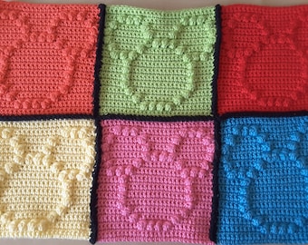 Couverture carrée en relief souris - Motif au crochet uniquement