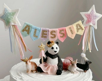 Rainbow Cake Topper, Felt Bunting Cake Topper, Personalised Cake Topper bunting