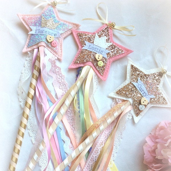 Personalised Glitter Fairy Wand, Birthday Wand, Princess Fairy Wand