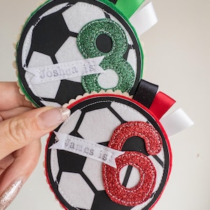Personalized Football Birthday Badge: Glitter Number, Handmade